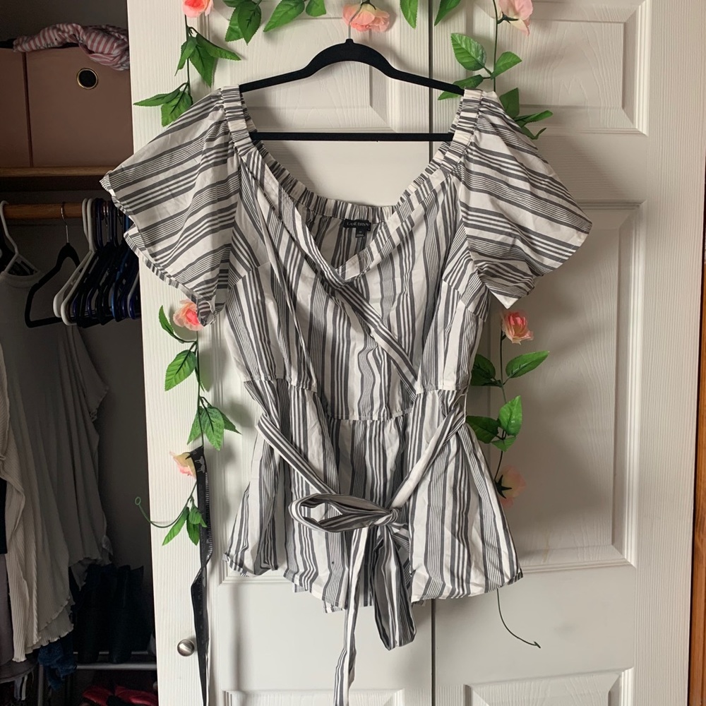 Striped Off The Shoulder Blouse